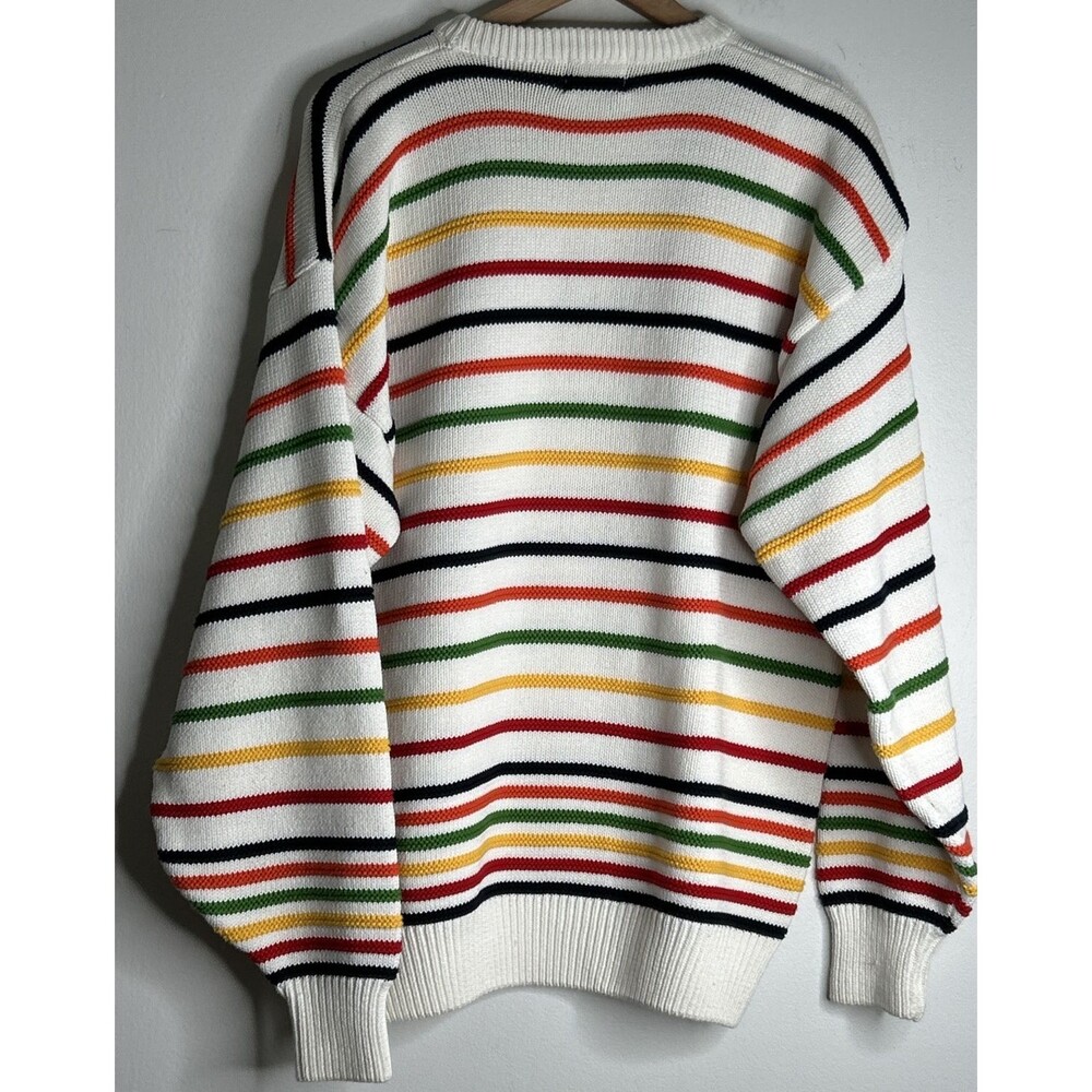 Vintage Regatta Sport Multicolor Striped Sweater Crew Neck Mens Large Nautical - Picture 4 of 4